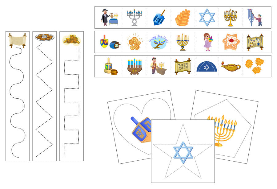 Hanukkah Cutting Work - Preschool Activity - Montessori Print Shop Digital Download