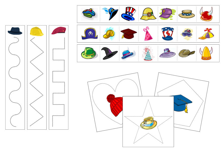 Hats Cutting Work - Preschool Activity - Montessori Print Shop Digital Download