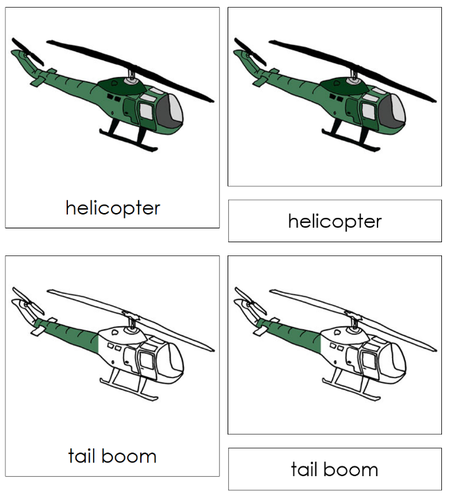 Parts of a Helicopter Nomenclature 3-Part Cards - Montessori Print Shop Digital Download