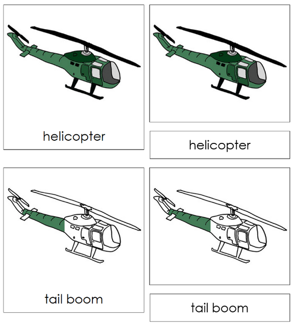 Parts of a Helicopter Nomenclature Cards - Montessori Print Shop Digital Download