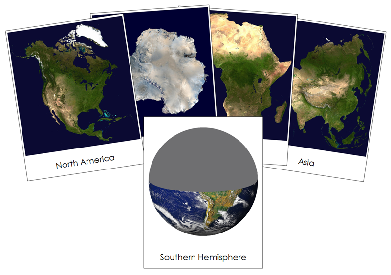Hemispheres and Continents 3-Part Cards - Montessori Print Shop Digital Download