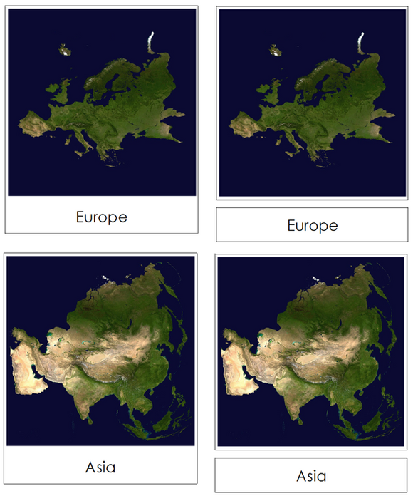 Hemisphere & Continent Cards - Montessori Print Shop