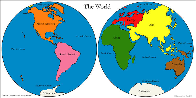 World Hemispheres Maps & Masters - Montessori Print Shop Digital Download