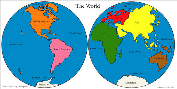 World Hemispheres Maps & Masters - Montessori Print Shop Digital Download