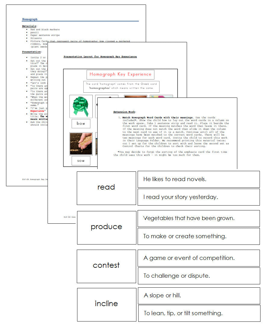 Elementary Montessori Homograph Key Experience lesson by Montessori Print Shop