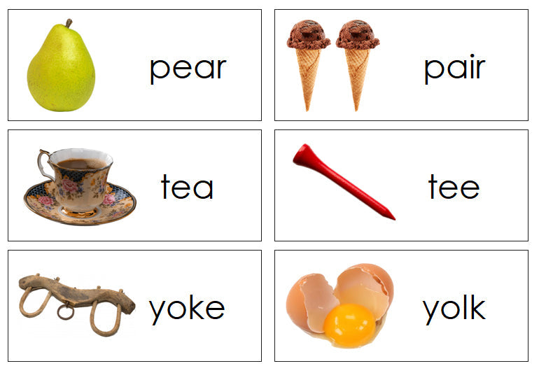 homonym word and picture cards - Montessori Print Shop Digital Download grammar
