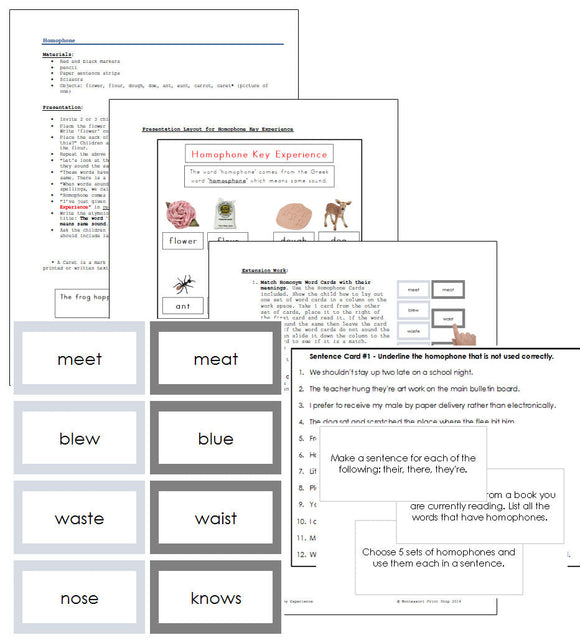 Elementary Montessori Homophone Key Experience - Montessori Print Shop