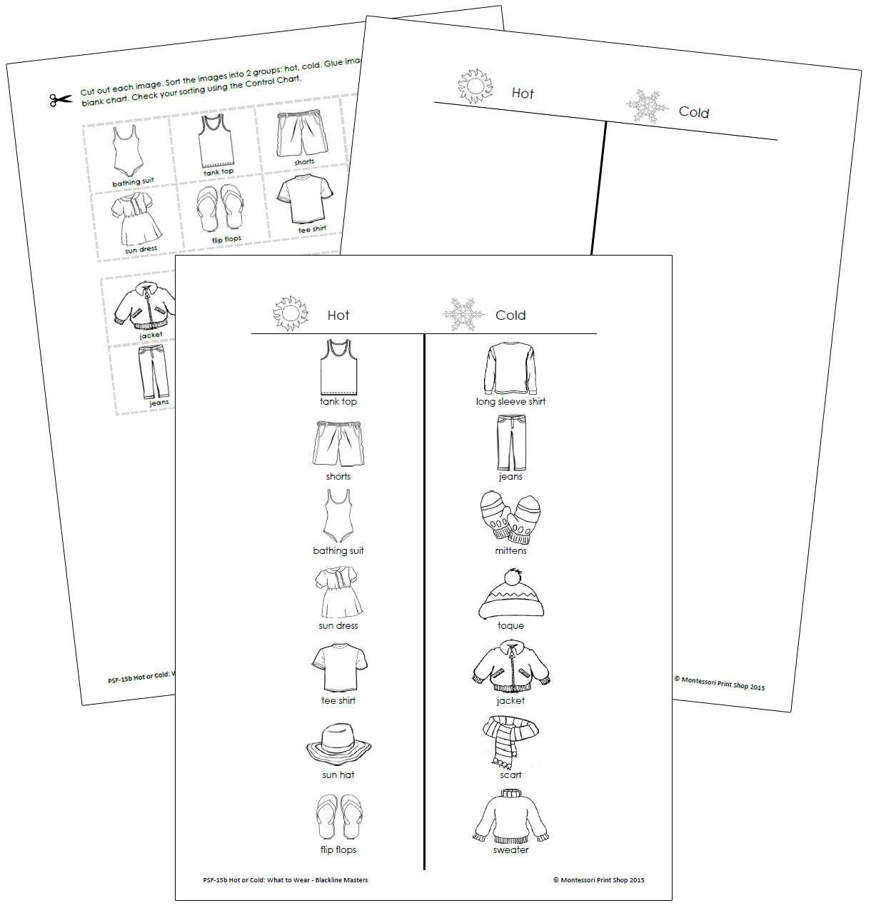 Hot or Cold: What to Wear? Blackline Masters - Montessori Print Shop Digital Download