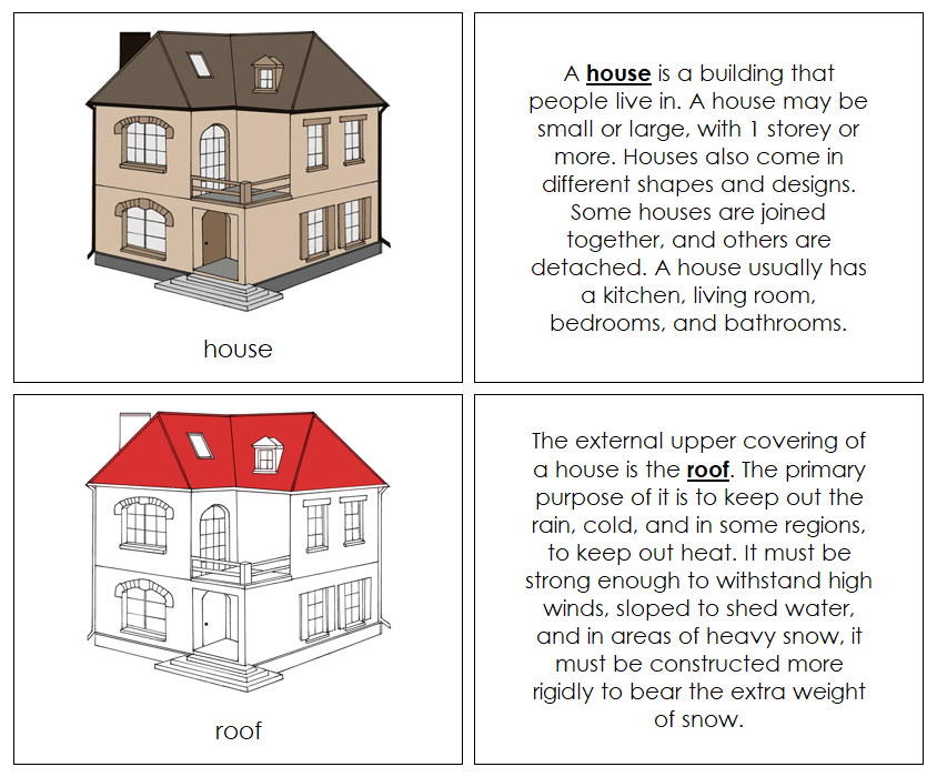 Parts of a House Nomenclature Book (red) - Montessori Print Shop Digital Download