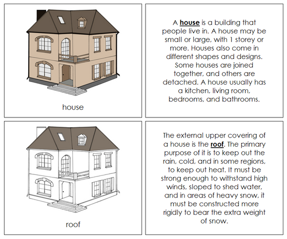 Parts of a House Nomenclature Book - Montessori Print Shop