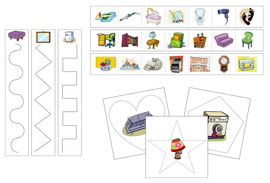 Household Items Cutting Work - Preschool Activity - Montessori Print Shop Digital Download