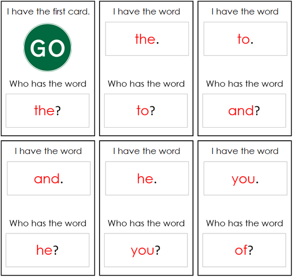I Have, Who Has? (Sight Words) - Montessori Print Shop