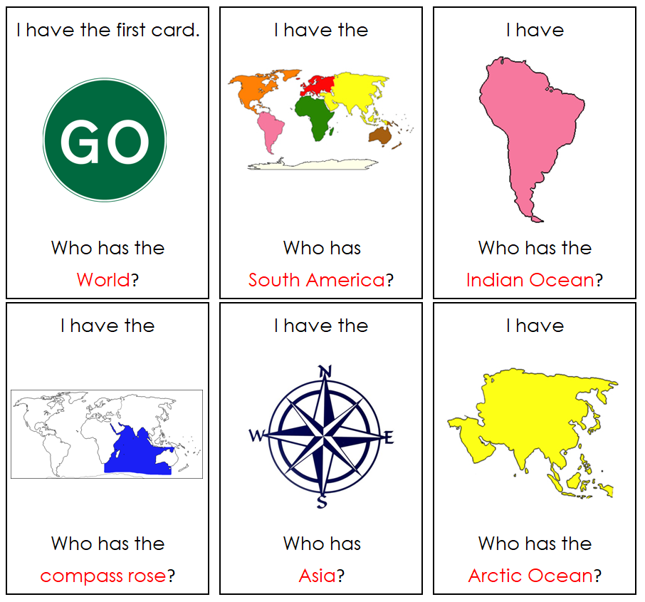 I Have, Who Has Game (World Geography) - Montessori Print Shop Digital Download