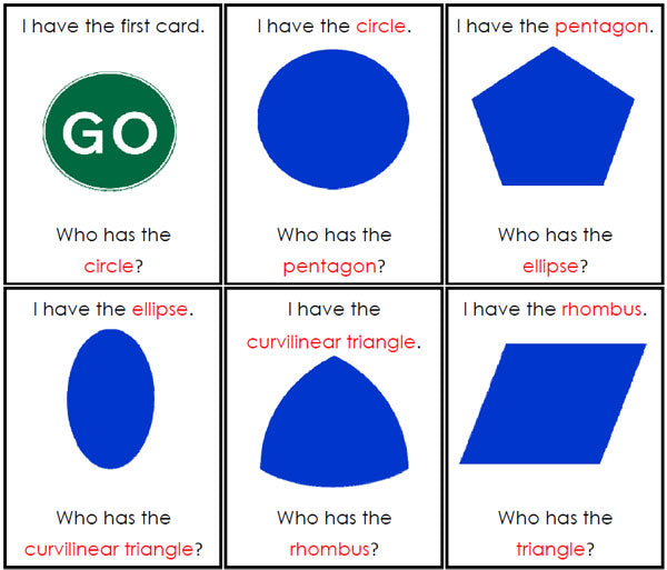 I Have, Who Has? Geometric Shapes - Montessori Print Shop