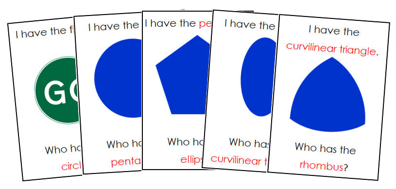 I Have, Who Has? Geometric Shapes - Montessori Print Shop Digital Download