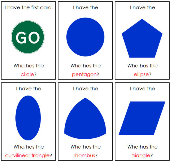 I Have, Who Has? Geometric Shapes - Montessori Print Shop Digital Download