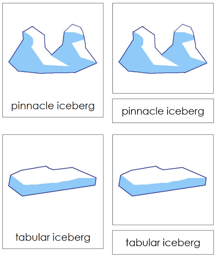 Iceberg Shapes 3-Part Cards - Montessori Print Shop Digital Download