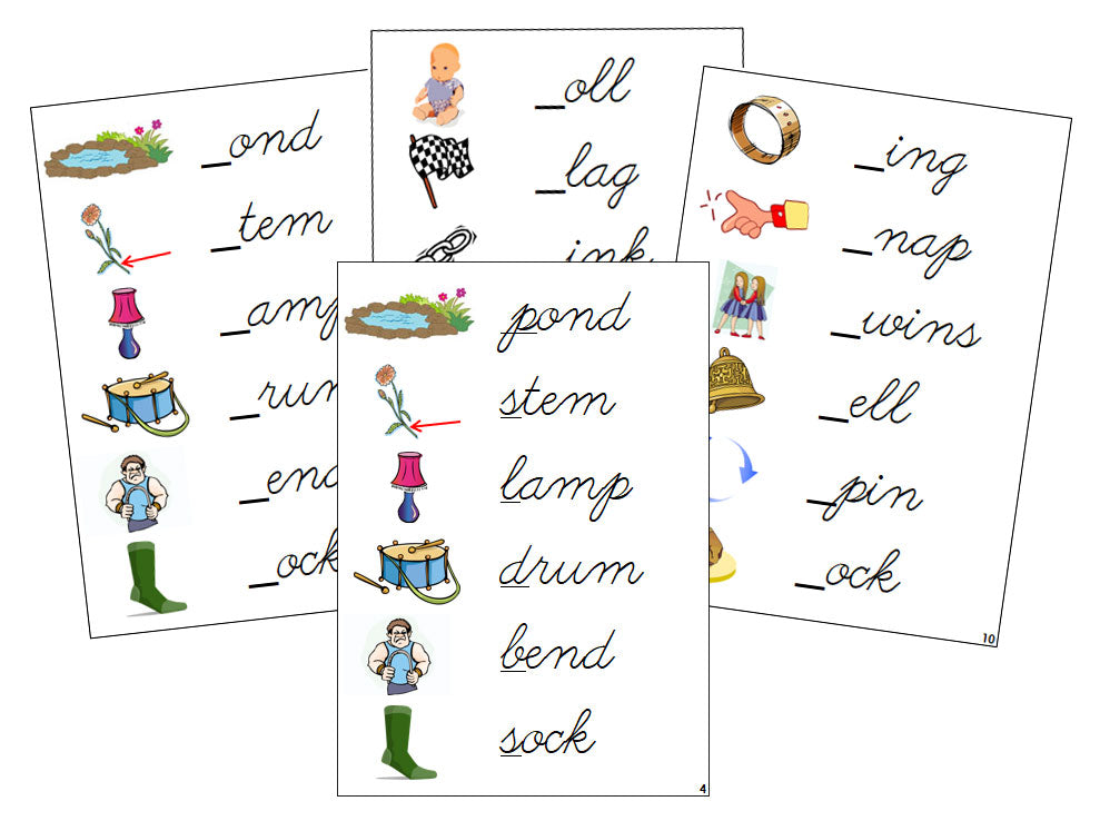 Montessori Step 2: Initial Sound Cards - CURSIVE - Montessori Print Shop phonics lesson
