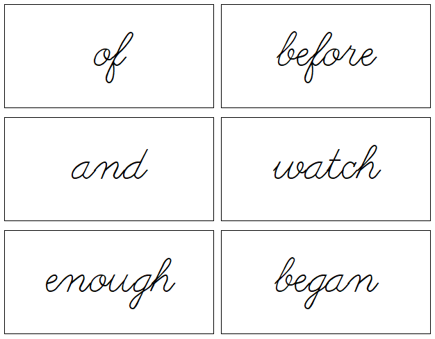 Instant Word Cards (cursive) - Montessori Print Shop Digital Download