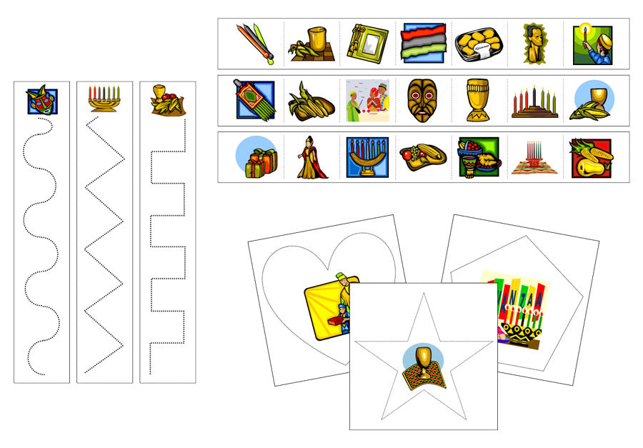 Kwanzaa Cutting Work - Preschool Activity - Montessori Print Shop Digital Download