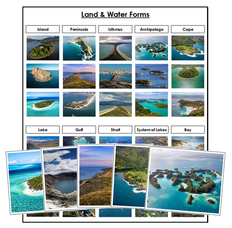 Land and Water Forms Sorting Cards & Control Chart - Montessori Print Shop Digital Download
