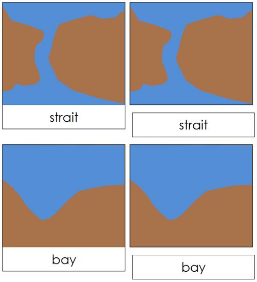 simple land and water form cards - Montessori geography cards