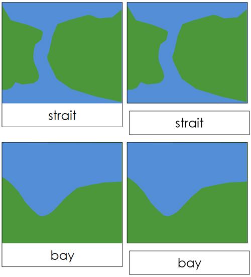 Land & Water Form Cards - Montessori geography materials