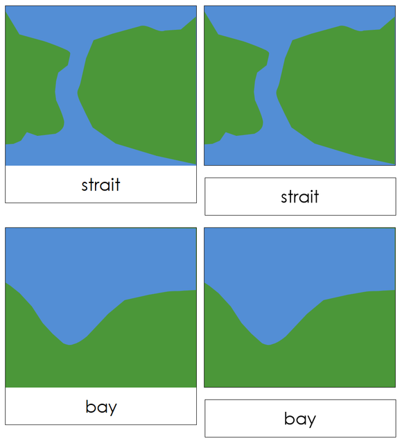 Land & Water Forms 3-Part Cards (b/g) - Montessori Print Shop Digital Download