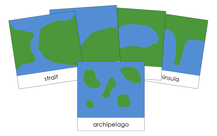 Land & Water Forms 3-Part Cards (b/g) - Montessori Print Shop Digital Download