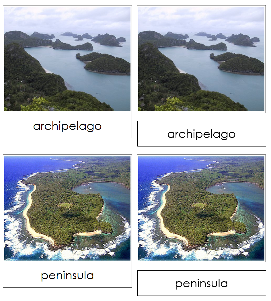 Land & Water Forms Photo 3-Part Cards - Montessori Print Shop Digital Download