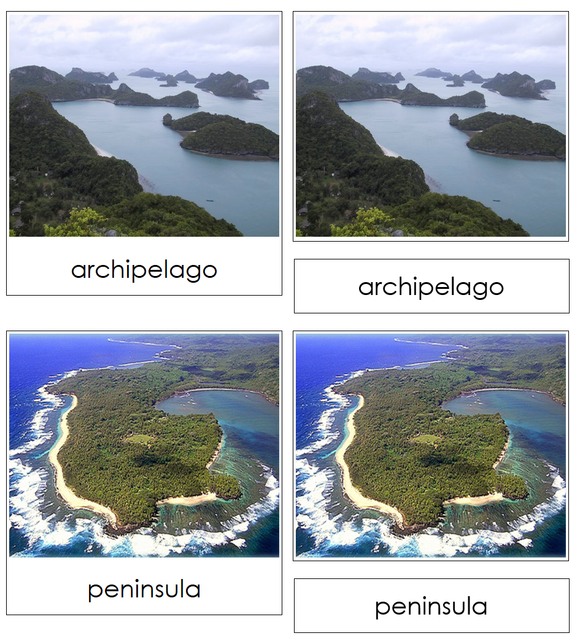 Land & Water Forms Photo 3-Part Cards - Montessori Print Shop Digital Download
