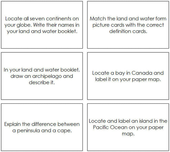 Montessori Land & Water Form Command Cards - Montessori Print Shop