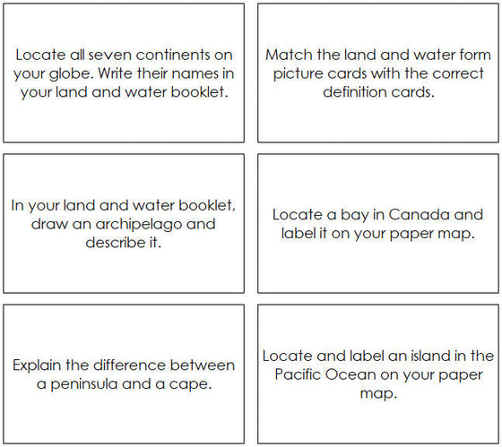Montessori Land & Water Form Command Cards - Montessori Print Shop Digital Download