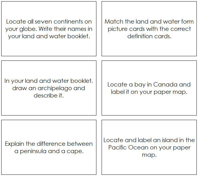 Montessori Land & Water Form Command Cards - Montessori Print Shop Digital Download