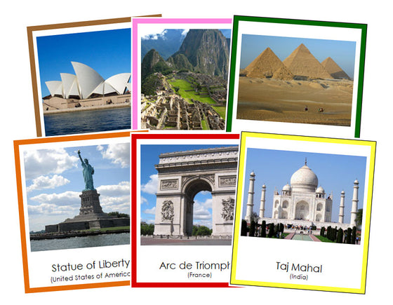 World Landmarks Bundle (color borders) - Montessori Print Shop