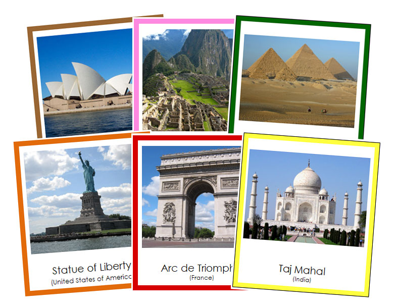 World Landmarks Bundle (color borders) - Montessori Print Shop Digital Download