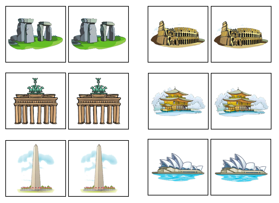 Landmarks Match-Up & Memory Game - Montessori Print Shop Digital Download preschool activity