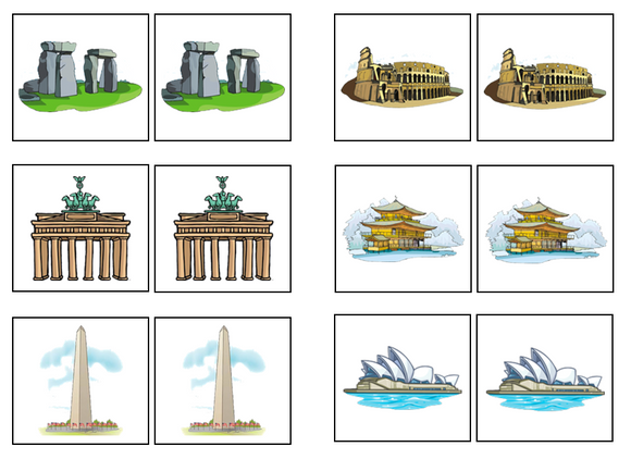 Landmarks Match-Up & Memory Game - Montessori Print Shop preschool activity