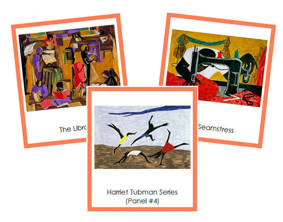 Jacob Lawrence Art Cards (color borders) - Montessori Print Shop