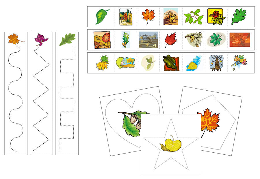 Leaves Cutting Work - Preschool Activity - Montessori Print Shop Digital Download