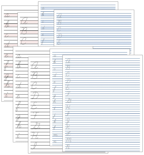 Montessori pink and blue lined paper bundle - Montessori Print Shop Digital Download