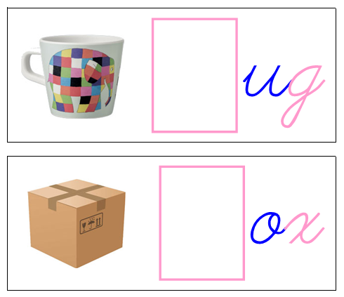 Initial Sound Cards (NEW cursive) - Pink/Blue - Montessori Print Shop Digital Download