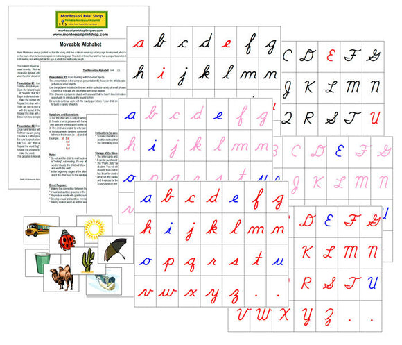Montessori Moveable Alphabet with Instructions (Cursive) - Montessori Print Shop Digital Download