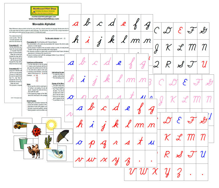 Montessori Moveable Alphabet with Instructions (Cursive) - Montessori Print Shop Digital Download