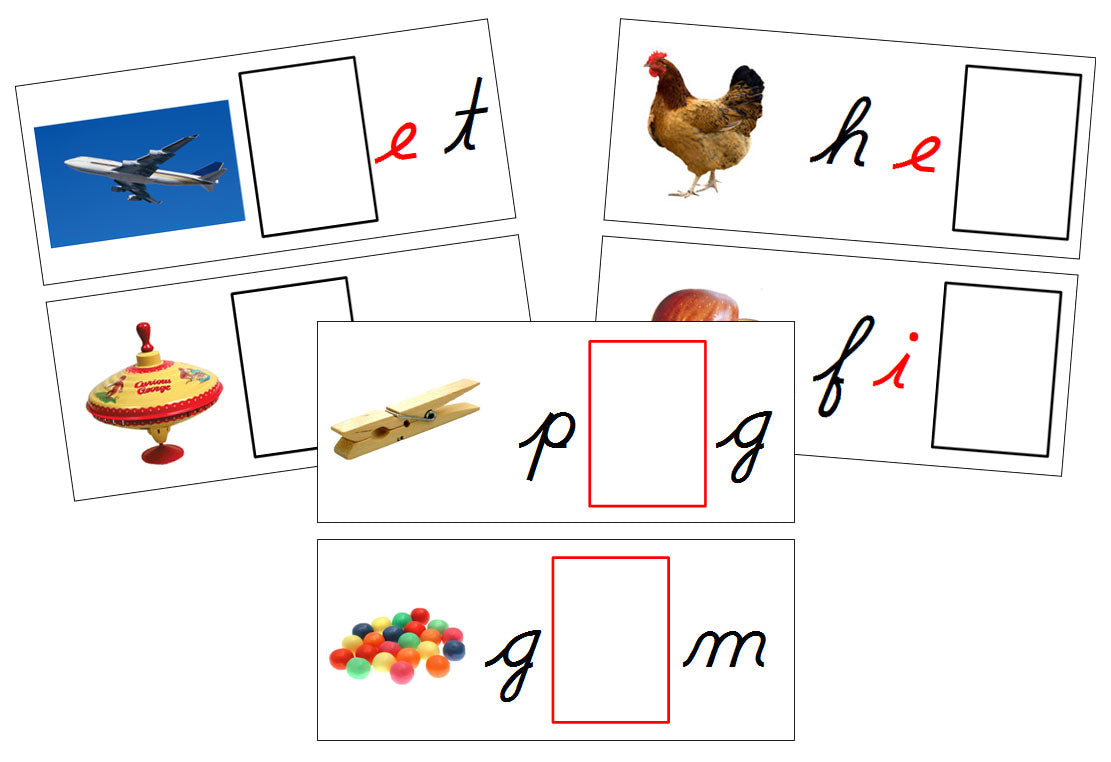 Printable Cursive Moveable Alphabet Sound Cards Bundle black/red - Montessori Print Shop Digital Download