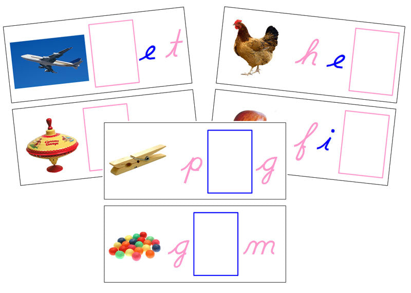 Printable Cursive Moveable Alphabet Sound Cards Bundle pink/blue - Montessori Print Shop Digital Download
