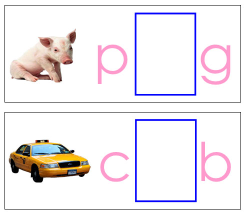 Vowel Sound Cards (print) - Pink/Blue - Montessori Print Shop Digital Download
