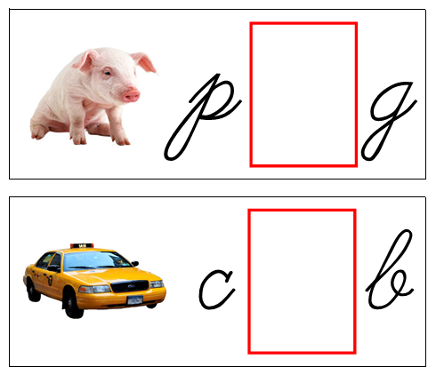 Vowel Sound Cards (NEW cursive) - Black/Red - Montessori Print Shop Digital Download