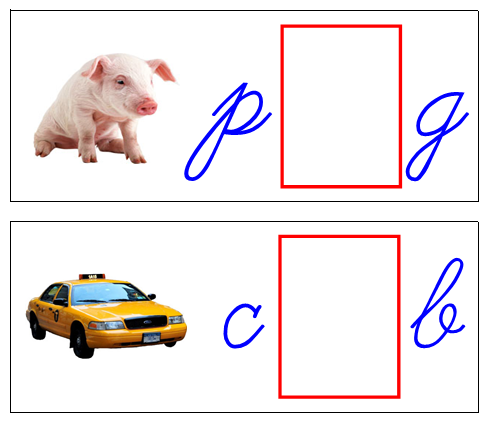 Vowel Sound Cards (cursive) - Blue/Red - Montessori Print Shop Digital Download