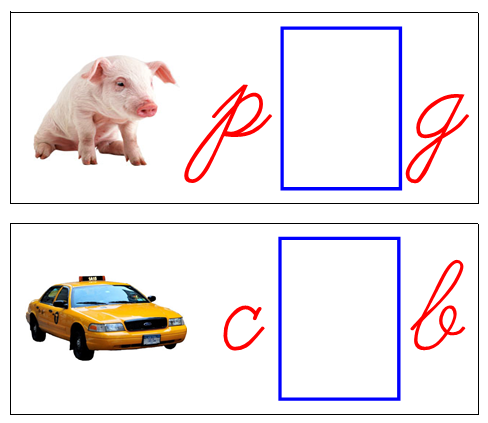 Vowel Sound Cards (NEW cursive) - Red/Blue - Montessori Print Shop Digital Download